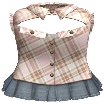 Neapolitan Plaid Button Shirt w Jean Skirt