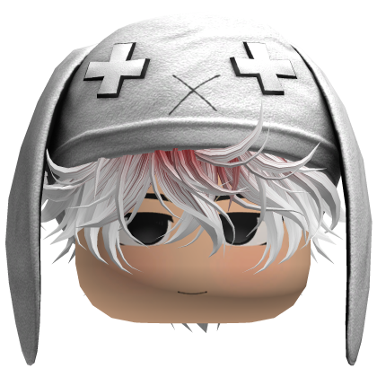 Cute Anime Boy Hair w Bunny Ears (White n Red) Roblox item