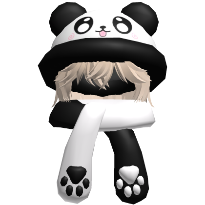 Cute Panda Hat + Scarf Boy Hair Beige Roblox item