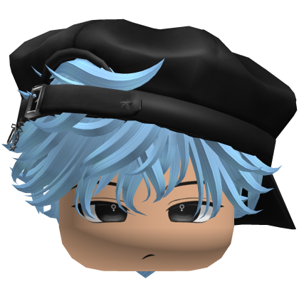 Cute Boy Blue hair with a cap Y2K