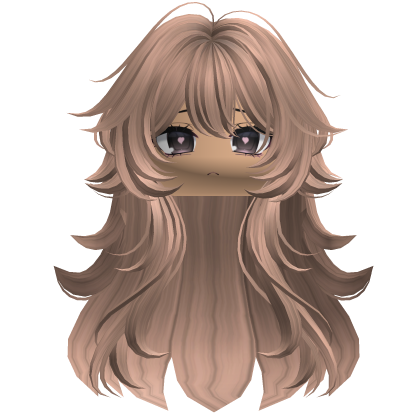Super Fluffy Wavy Anime Hair w/ Face (Milk Tea) Roblox item