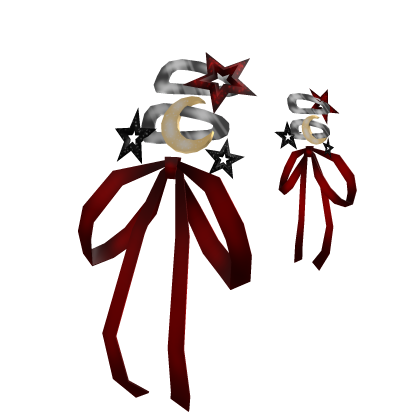 Red & Black Starry Bows Hair Clips Roblox item
