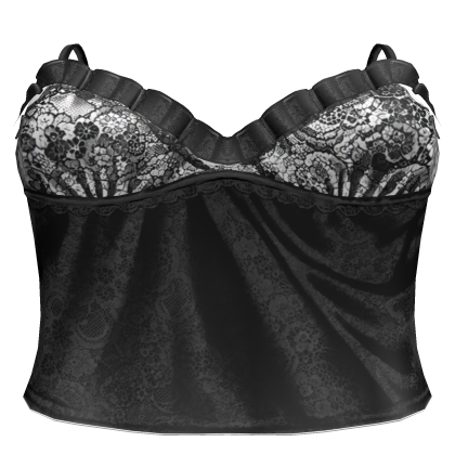 Black Satin Floral Lace Babydoll Cami Roblox item
