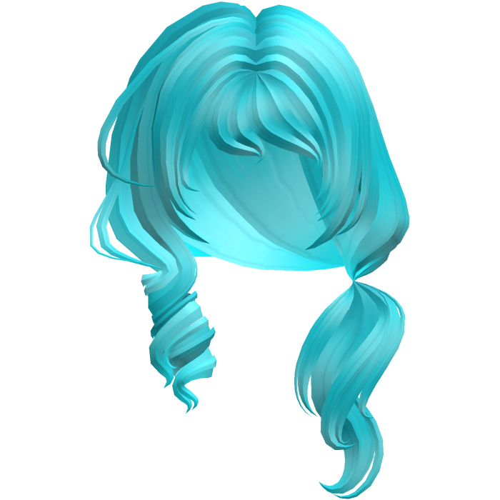 Soft Swirly Curled Side Ponytail (Ocean Blue)