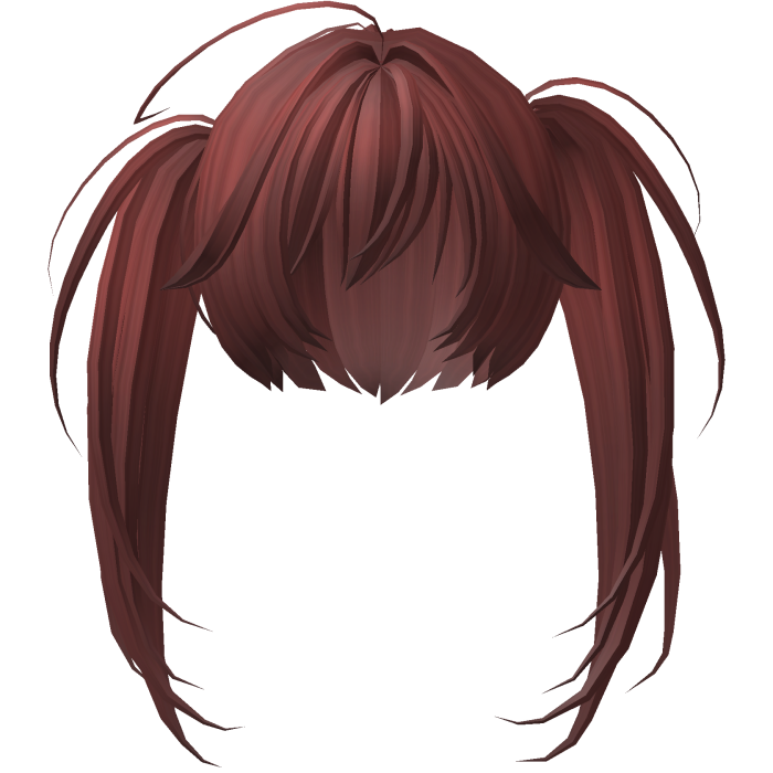 messy asymmetrical moe pigtails in red