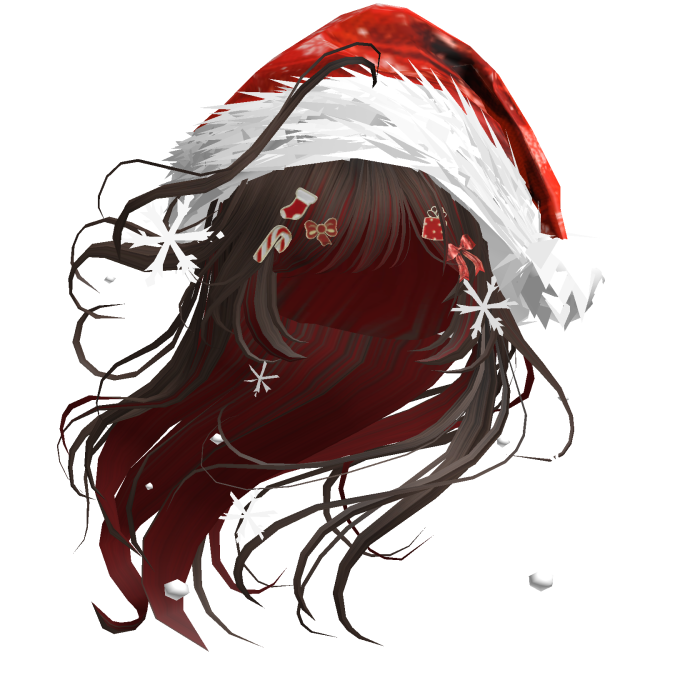Lush Windy Hair w/Santa Hat (Brown&Red)