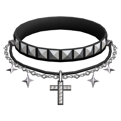 Black Gothic Choker w Layered Necklace Studded  Roblox item