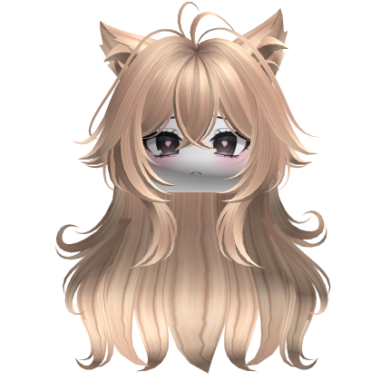 Swirly Fluffy Cat Ears Hair w/ Face (Blonde) Roblox item