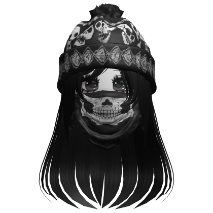 cute moe girl with emo skull beanie + mask
