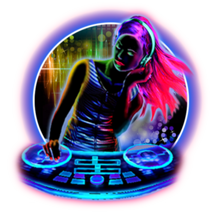 TB PNG Dj Cool Scene Y2K Girl Neon Rainbow Lights Roblox decal
