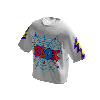 White Colorful Spiderweb Graphic Oversize Shirt Roblox item render