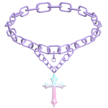 ♱Pastel Goth Cross Chain Choker Necklace Purple♱ Roblox item