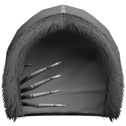 gray winter hood w/ skeleton hand Roblox item