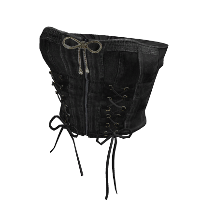 denim bow tie corset_TOP530_ black y2k thumbnail