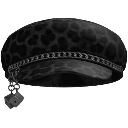 Trendy Chain Cheetah Print Beret (Black) Roblox item