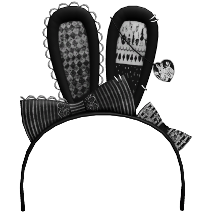 Black Emo Vkei Bow Bunny Ears Headband Roblox item