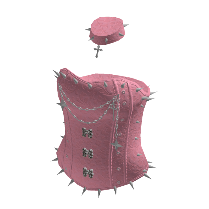 Strapless Corset Top with Chain Trim (Pink)