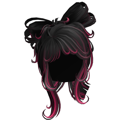 Short Cute Bow Shaped Ponytail Hair - Black Pink Roblox item