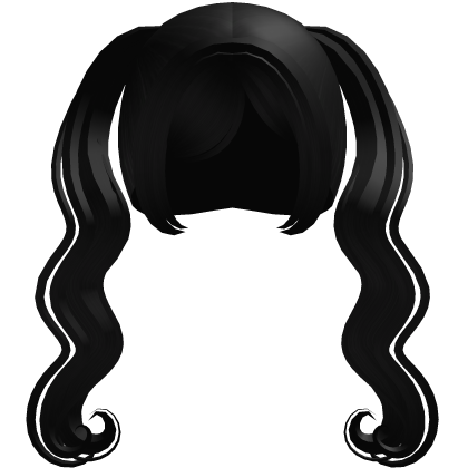 sweet black confident long wavy curly pigtails  Roblox item