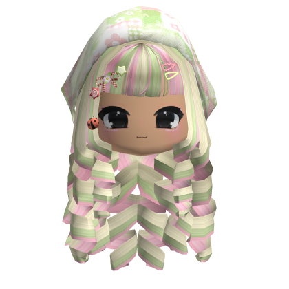 ♡ Long Cutesy Igari Hair w/Chibi Face (Matcha) thumbnail