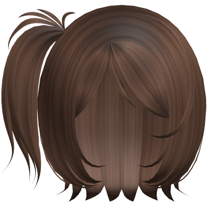 Soft anime shojo bob hair with ponytail brown Roblox item