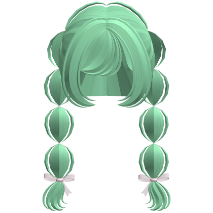 green sweet cottage bobble braids w bows Roblox item