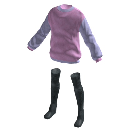 Oversized Jumper With Boots - Pink Blue thumbnail
