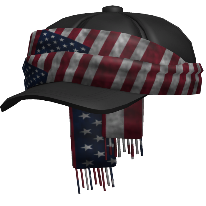 Tilted Black Cap with USA Scarf Grunge 