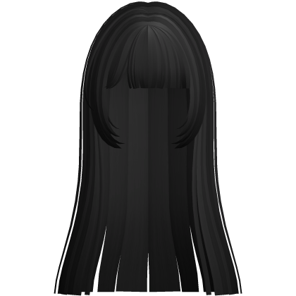 ♡ adorable long hime cut in black