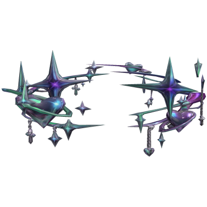 Chrome Aura with Cross and Hearts - Rainbow