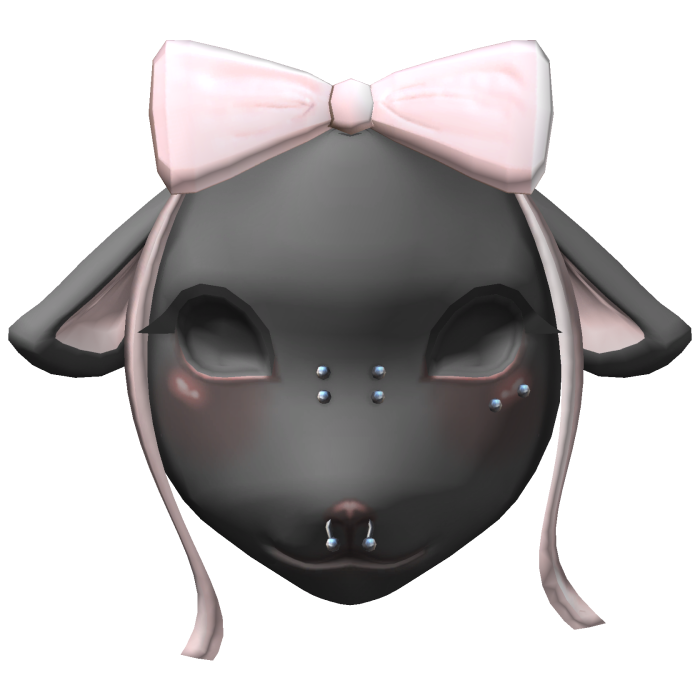 pierced black lamb w/ pink bow
