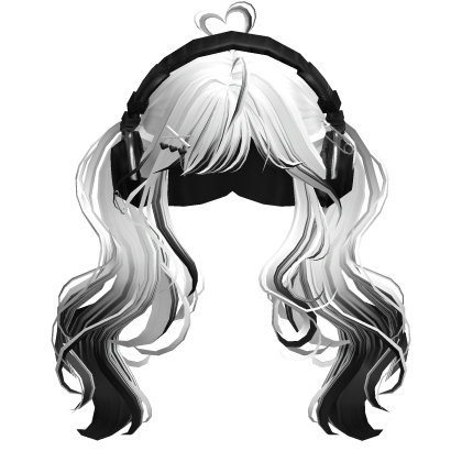 Cute Wavy Pigtails w/Headphonnes (White&Black)
