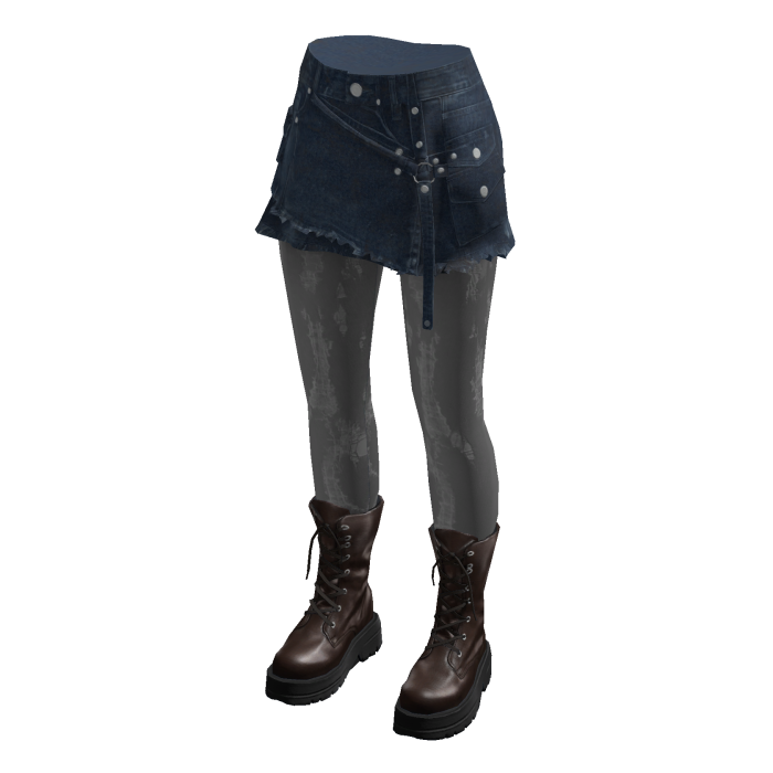 Asymmetric Mini Skirt with Studs (Navy)