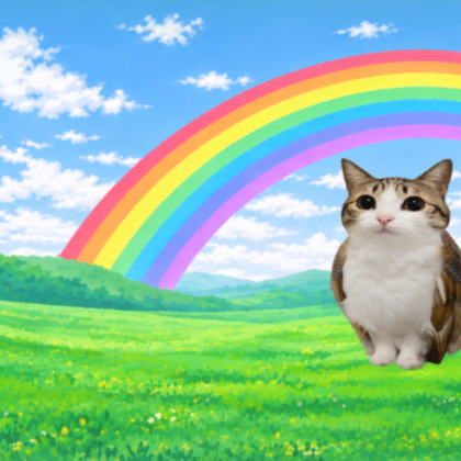Meowl Rainbow Meme Background
