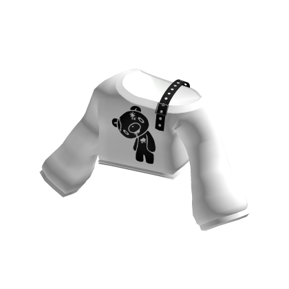 White Drooling Bear Off Shoulder Oversized Sweater thumbnail