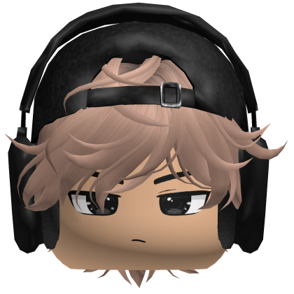 Milktea Hair w/ Black Headphones + Cap & Boy Face Roblox item