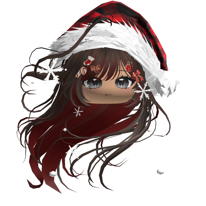 Windy Anime Hair w/Santa Hat (Brown&Red)