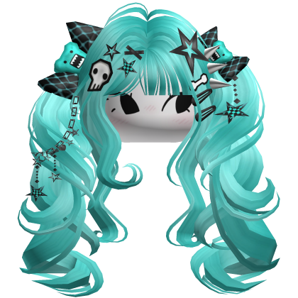 ♡ Scene Fluffy Gyaru Pigtails (Teal)