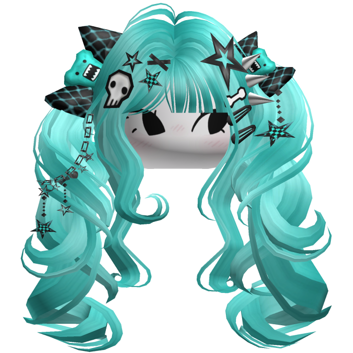 ♡ Scene Fluffy Gyaru Pigtails (Teal)