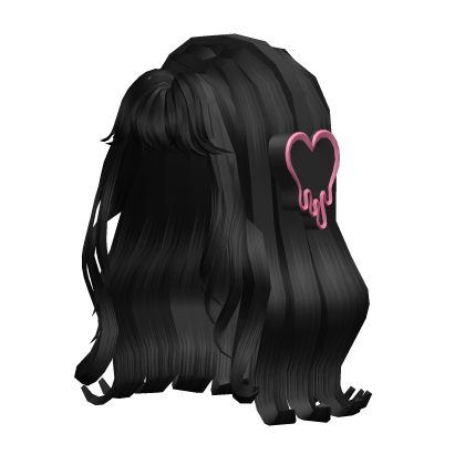 Black Hair with Dripping Heart Headphones