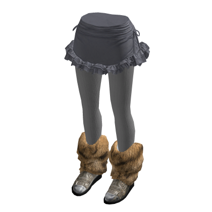 Ruched Ruffle Mini Skirt with Boots (Gray)