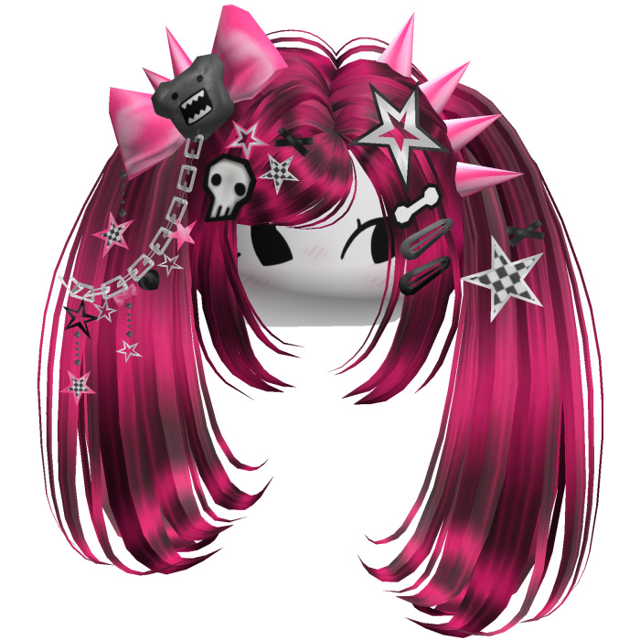 ♡ Scene Spiky Moe Pigtails (Hot Pink)