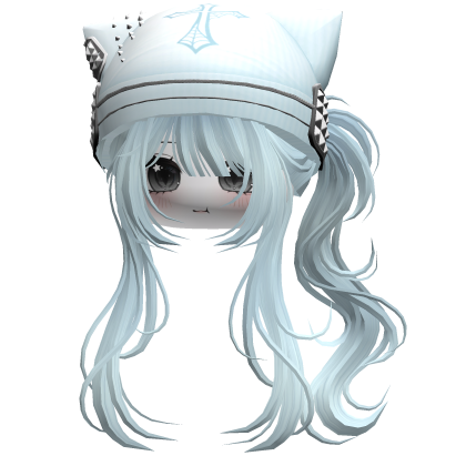 Messy Ponytail W/ Punk Kitty Cap Sky Blue Roblox item