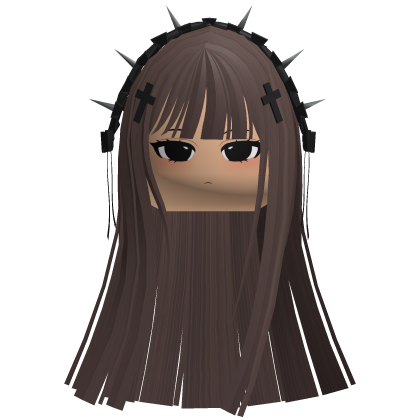 Goth Girl Hair w/ Lace Headband & Cross Roblox item