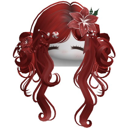 ♡ Christmas Flowery Twin Buns (Red)