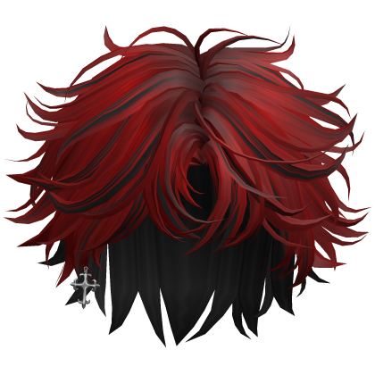 Red&Black Messy Middle Part Boy Hair w/ Earring Roblox item