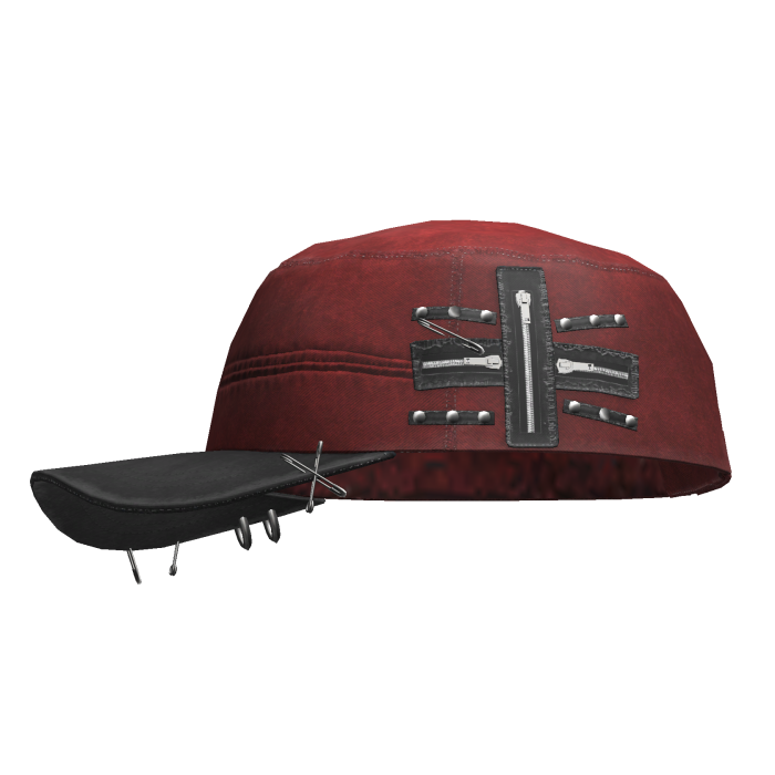 Grunge Zipper Cap Red&Black