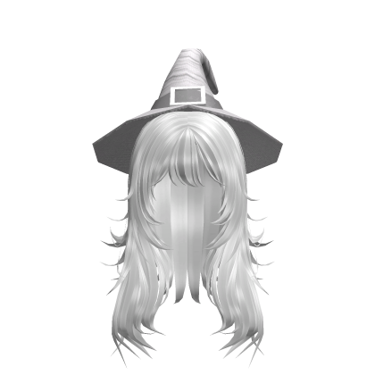 Messy Layered Witch Hair w/ Hat - Ghost White Roblox item