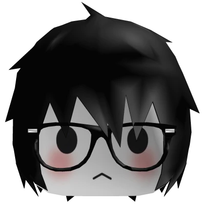 low poly wii mii chibi black hair face w/ glasses | Roblox Item