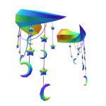 Facial Curved Horns with Celestial Dangles Prisma